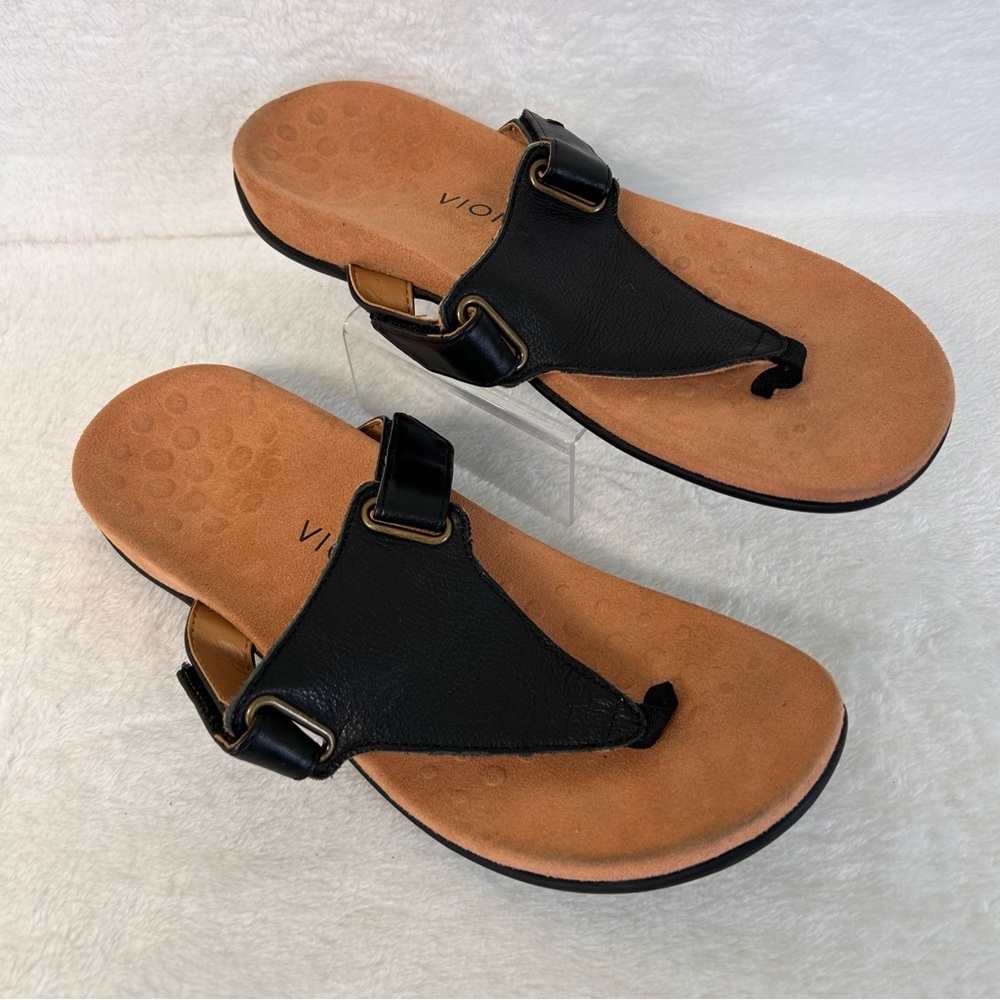 Vionic Sandals Women's Size 9.5 Black Wanda Slip On Comfort Thong Shoes